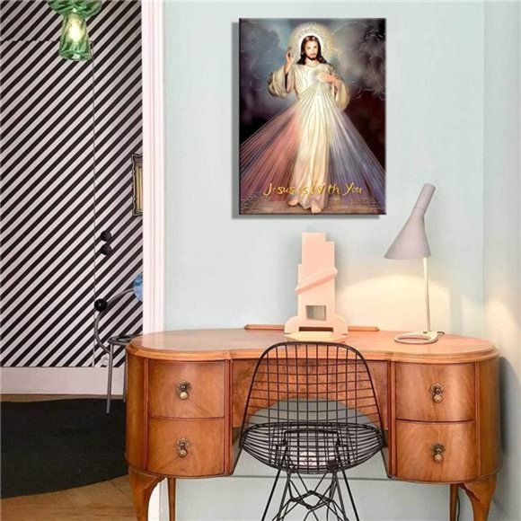 Framed Jesus Mercy wall art Canvas Decor Divine Catholic12x16(30x40cm) inch - Picture 6 of 7